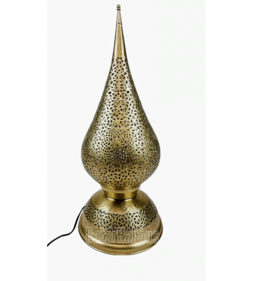 Lampe d'intérieur en métal ajouré, faite main par des artisans marocains