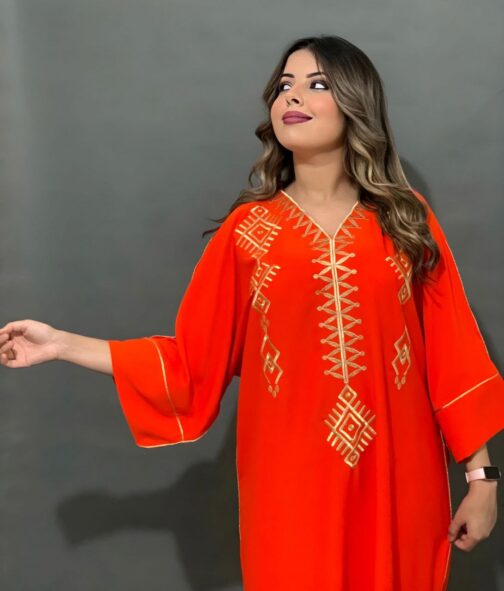 Caftan marocain pour femmes couleur orange